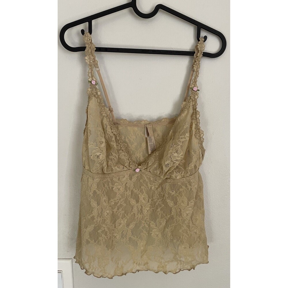 Skims Stretch Lace Triangle Camisole Top Sz 2X Coquette Sheer Floral